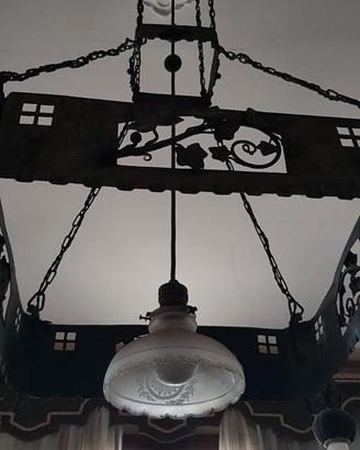 lampadario quadrato in ferro battuto