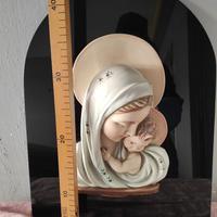 Madonna con bambino su pannello di vetro, vintage