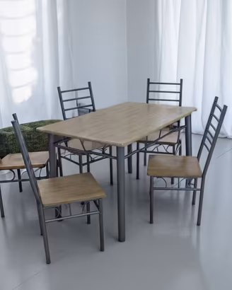 Tavolo Cucina Legno e Metallo 120x75 con 4 Sedie