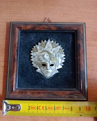 maschera veneziana placcata argento Swarovski 