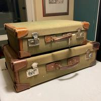 Set coppia di valigie bauli bagagli vintage