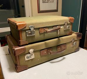 Set coppia di valigie bauli bagagli vintage