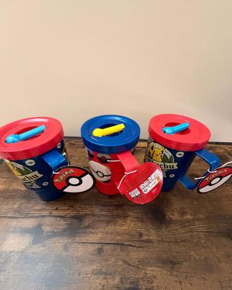 Lotto 3 tazze Pokémon ufficiali con manico e coper