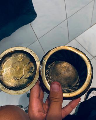 Portagioie antico in bronzo stile Liberty