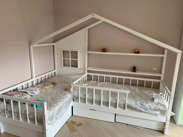 Struttura letto a casetta con due lettini 80x160