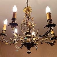 Lampadario 6 luci in bronzo dorato