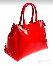 Borsa a mano Gum rossa con borchie