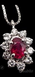 COLLANA ORO RUBINO 1 ct e DIAMANTI