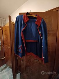 Vestito donna completo blu con bordo rosso
