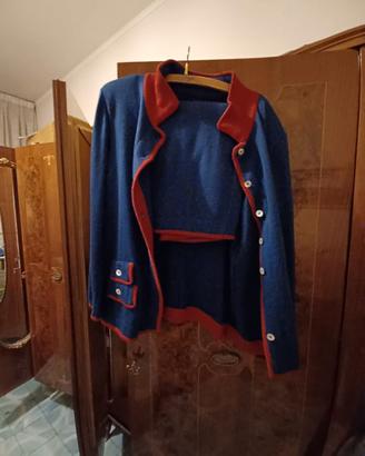 Vestito donna completo blu con bordo rosso
