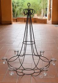 Lampadario ferro battuto portacandele e portapiant