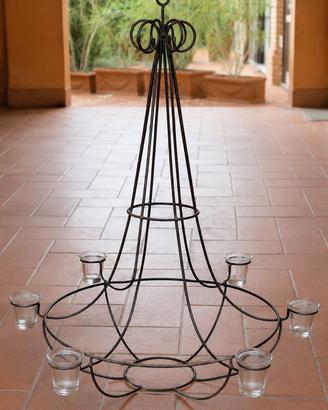 Lampadario ferro battuto portacandele e portapiant