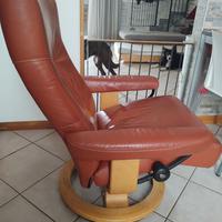 poltrona svedese pelle e legno stupenda