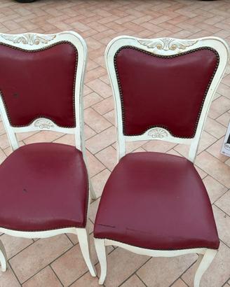 Sedie Avorio Pelle Rossa Stock/Singole Vintage