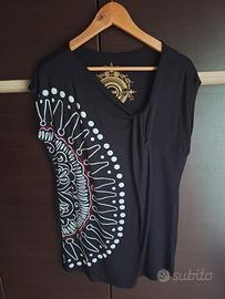 T-shirt/maglia Desigual maniche corte nera stampe