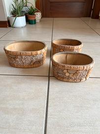 Set tre cesti in legno