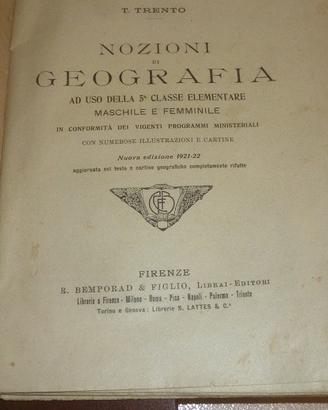 Libro di geografia x collezionisti epoca 1921-19