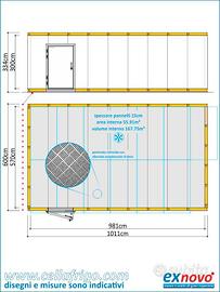 cella freezer BT con pavimento 600X1011cm h334