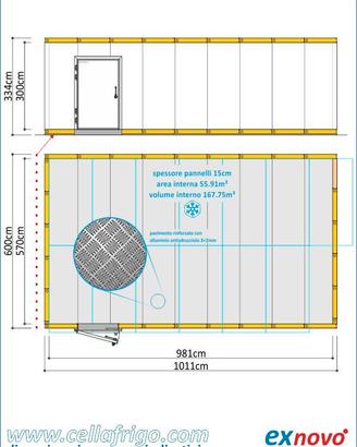 cella freezer BT con pavimento 600X1011cm h334