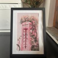 Quadro diamond painting cabina telefonica rosa