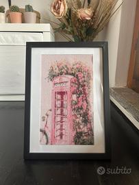 Quadro diamond painting cabina telefonica rosa