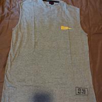 Maglietta smanicata grigia, XL/XXL, con loghi 