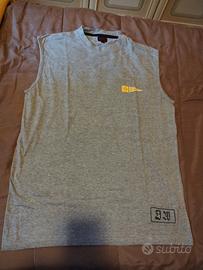 Maglietta smanicata grigia, XL/XXL, con loghi 