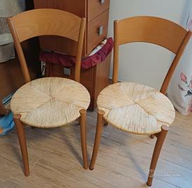 4 sedie impagliate noce