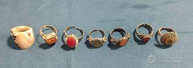 Lotto 7 Anelli Vintage Regolabili con Pietre – Ann