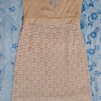 Vestito senza maniche beige in pizzo