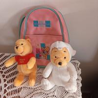 zainetto e due peluche Minnie the Pooh 