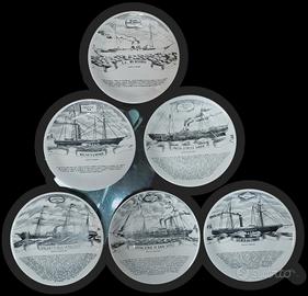 Fornasetti 6 piatti serie Navi Florio anni 60