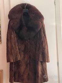 pelliccia astracan con collo volpe