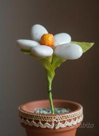 Vaso Terracotta & Fiore Porcellana