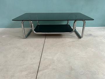 Tavolino da salotto modernariato piano cristallo