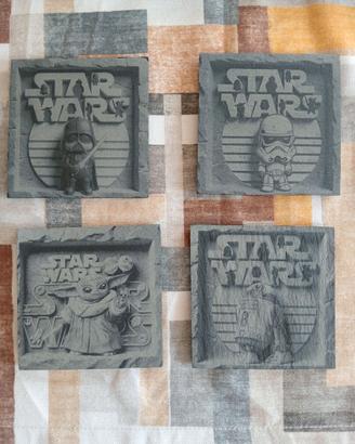 Set 4 Sottobicchieri in ardesia tema Star Wars