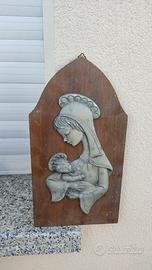 Quadro in Legno con Immagine Religiosa della Madon