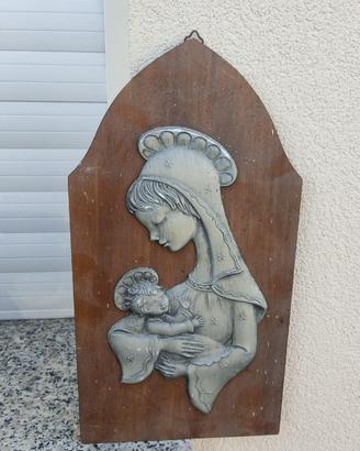 Quadro in Legno con Immagine Religiosa della Madon
