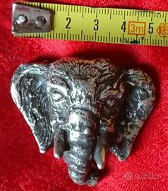 soprammobile ferma carte testa elefante d'argento