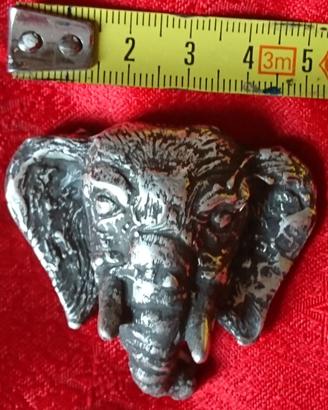 soprammobile ferma carte testa elefante d'argento