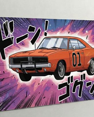 🇮🇹Canvas "General Lee" Style Manga 30x40
cm 