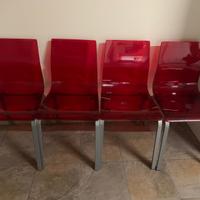 Set 4 Sedie Design Rosso Trasparente Made in Italy