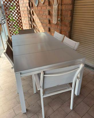 Tavolo da giardino allungabile con 6 sedie in allu