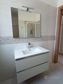 lavabo bagno con specchio e luce