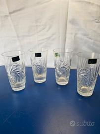 Set di 4 Bicchieri in Cristallo Tagliati a Mano