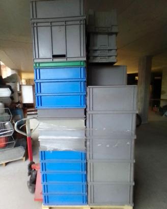 scatole in plastica 4 dimensioni impilabili- e blu