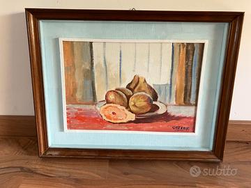 Quadro olio su tela natura morta a firma di GAZZA