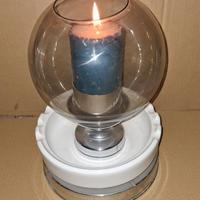 PORTACANDELA VINTAGE CON VETRO E POSACENERE