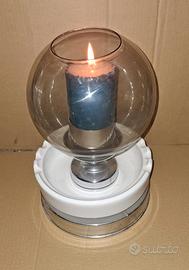 PORTACANDELA VINTAGE CON VETRO E POSACENERE