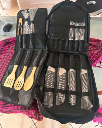 Set Coltelli e Utensili BBQ 39 Pezzi con Zaino
